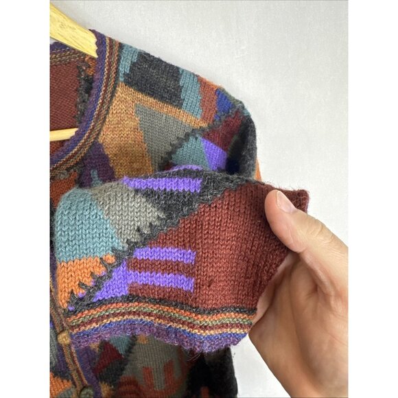 Artesanías Inca 100% Baby Alpaca Geometric Cardigan Sweater Women’s M Peru - Picture 2 of 6